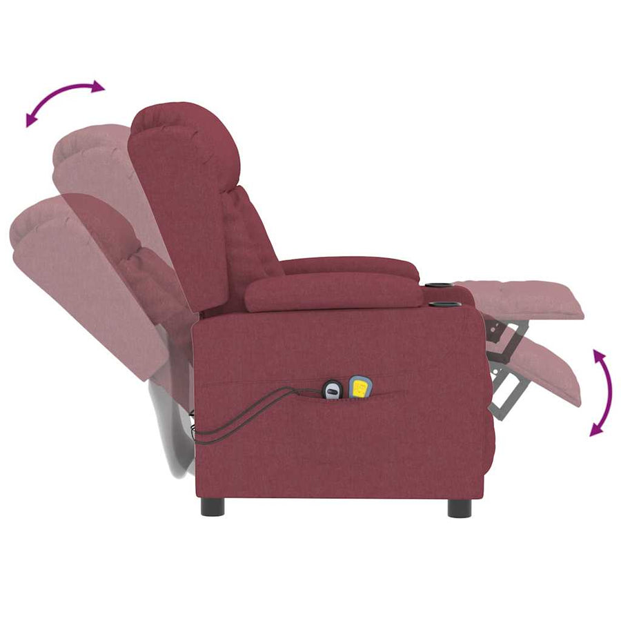 Massagestoel elektrisch stof wijnrood