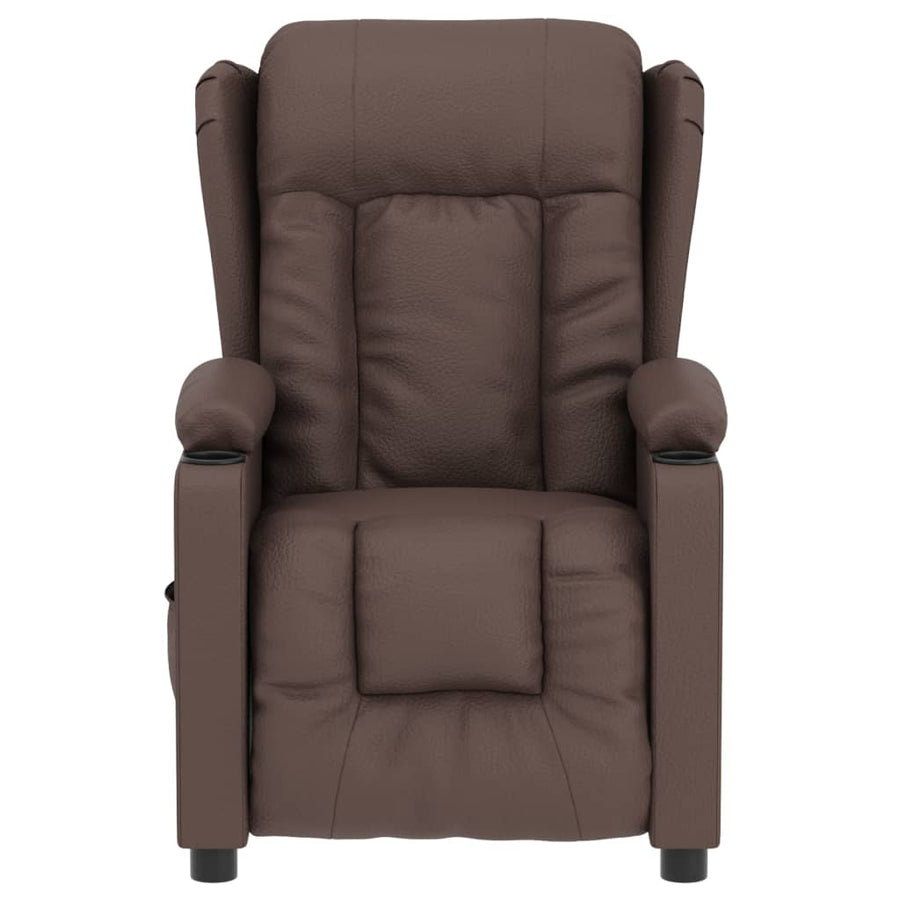 Fauteuil verstelbaar elektrisch kunstleer bruin