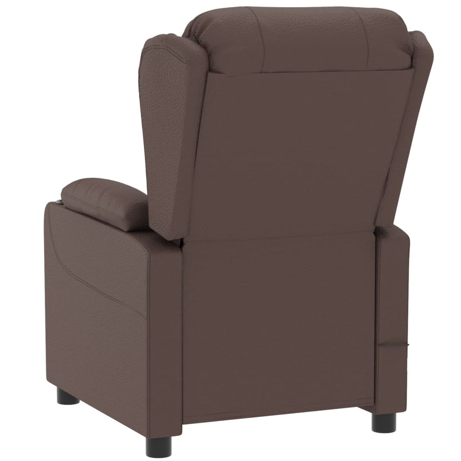 Fauteuil verstelbaar elektrisch kunstleer bruin