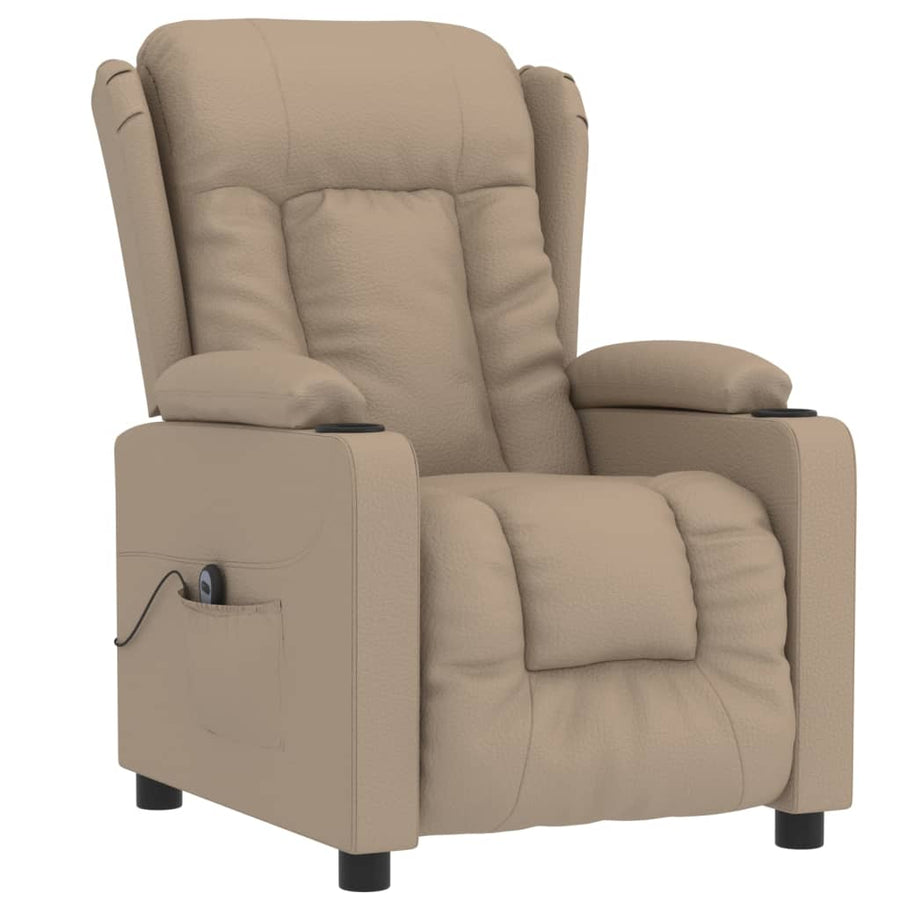 Fauteuil Verstelbaar Elektrisch Kunstleer Cappuccinokleurig