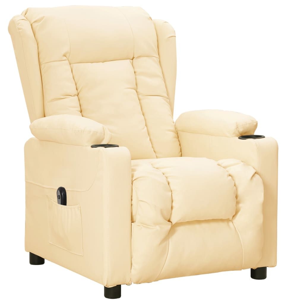 Fauteuil Elektrisch Verstelbaar Kunstleer Crèmekleurig