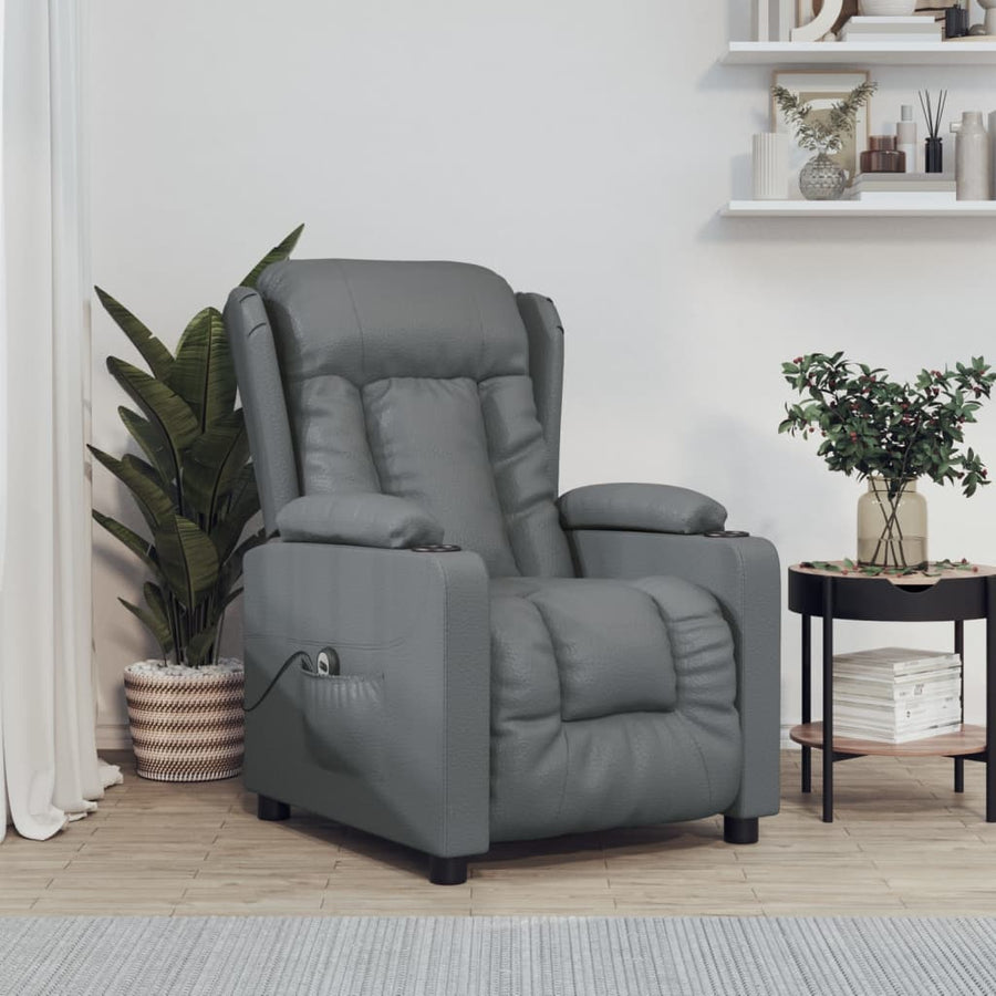 Fauteuil Verstelbaar Elektrisch Kunstleer Grijs