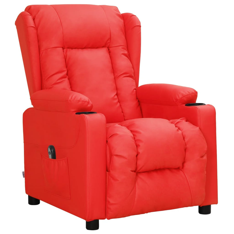 Fauteuil verstelbaar elektrisch kunstleer rood