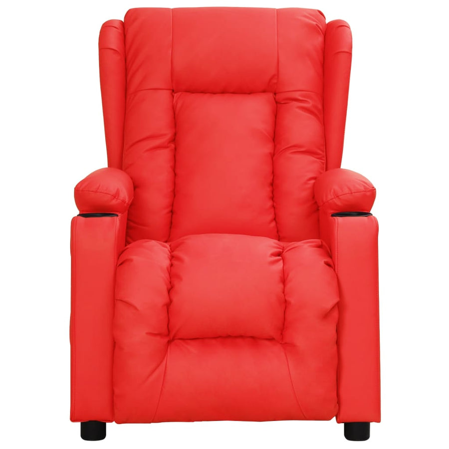 Fauteuil verstelbaar elektrisch kunstleer rood