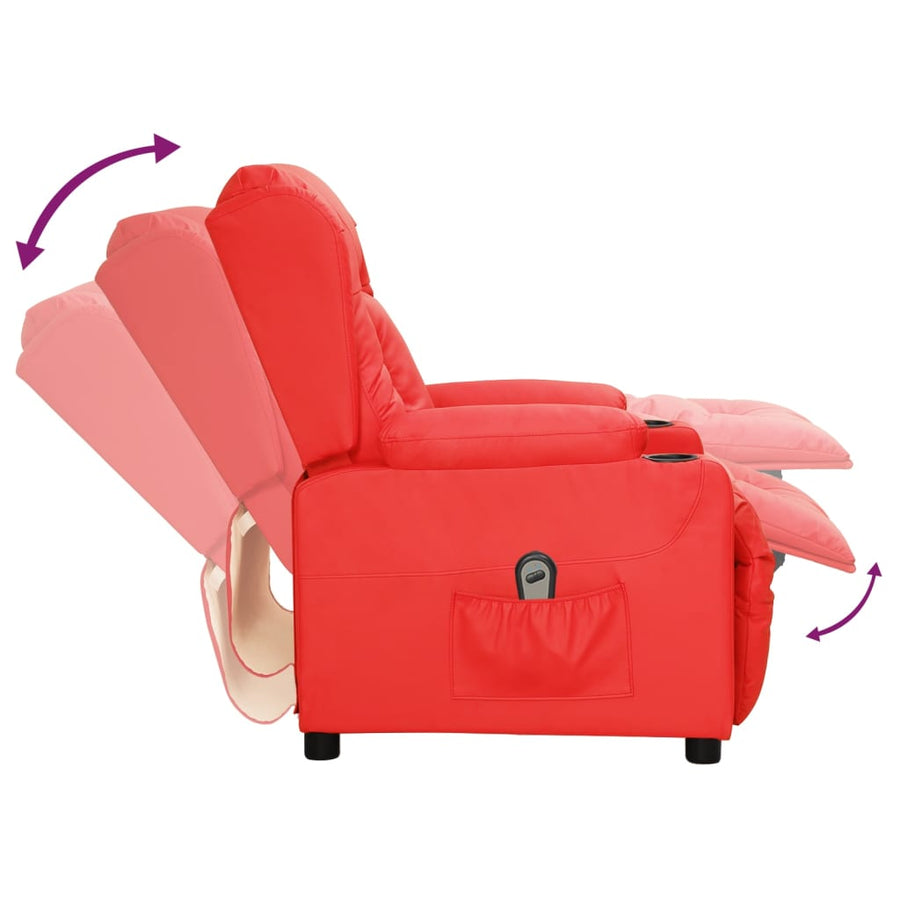 Fauteuil verstelbaar elektrisch kunstleer rood