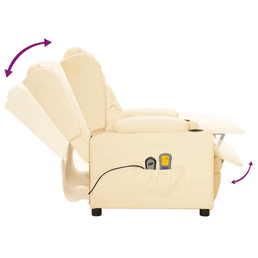 Massagestoel Elektrisch Kunstleer Crèmekleurig