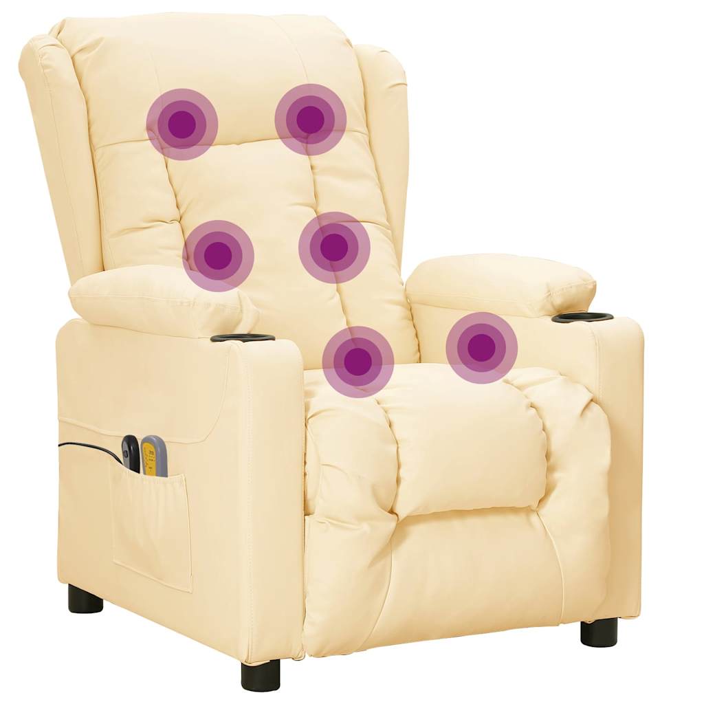 Massagestoel Elektrisch Kunstleer Crèmekleurig