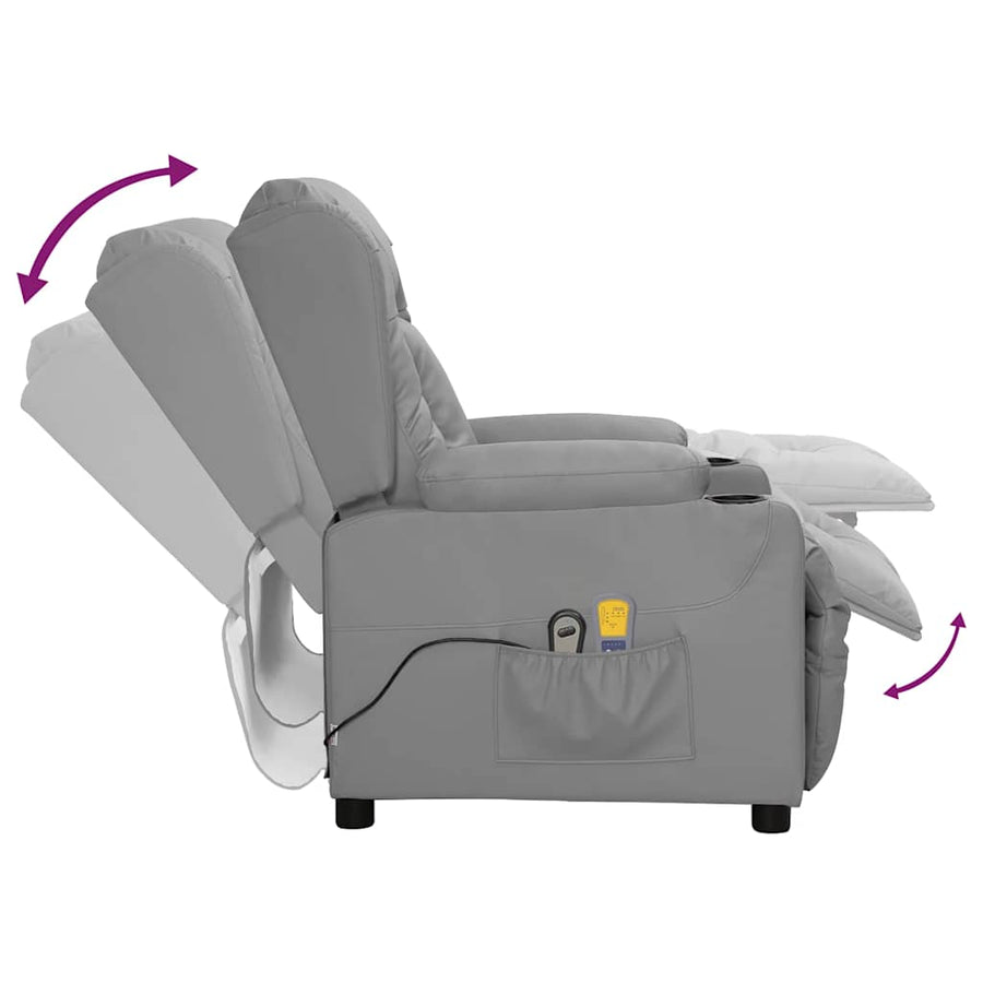 Massagestoel elektrisch kunstleer grijs