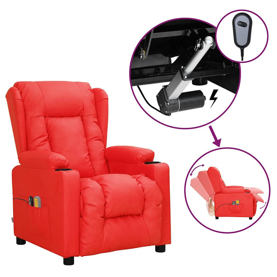 Massagestoel elektrisch kunstleer rood