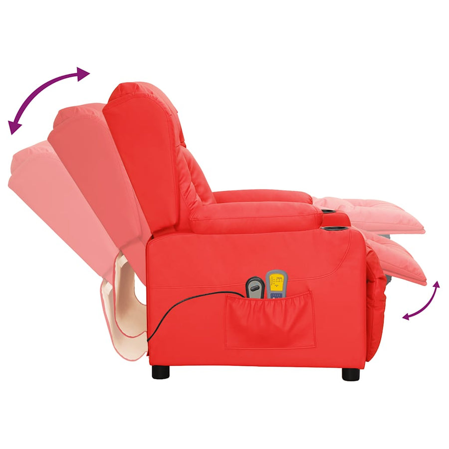 Massagestoel elektrisch kunstleer rood
