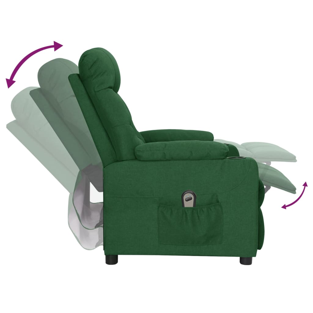 Fauteuil verstelbaar elektrisch stof donkergroen