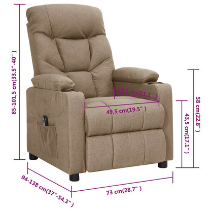 Fauteuil verstelbaar elektrisch stof taupe