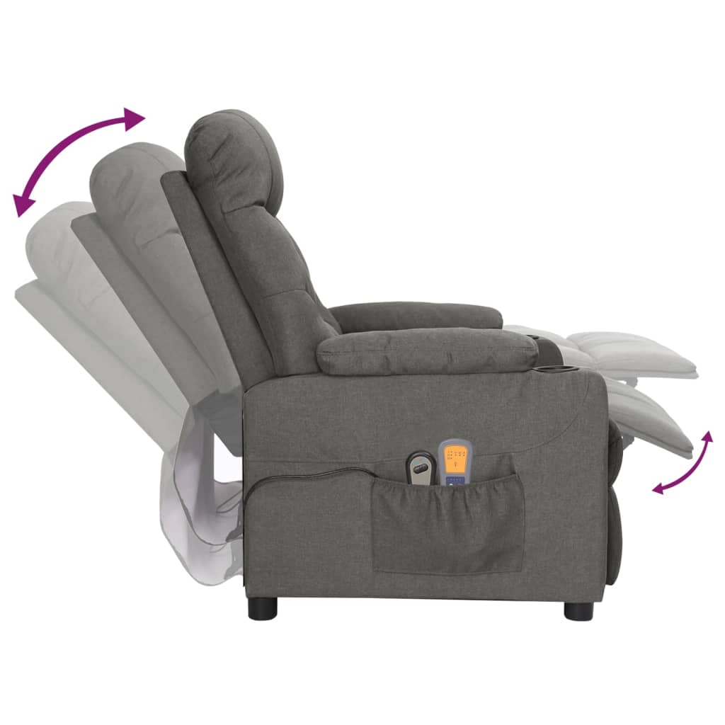 Massagestoel elektrisch stof donkergrijs