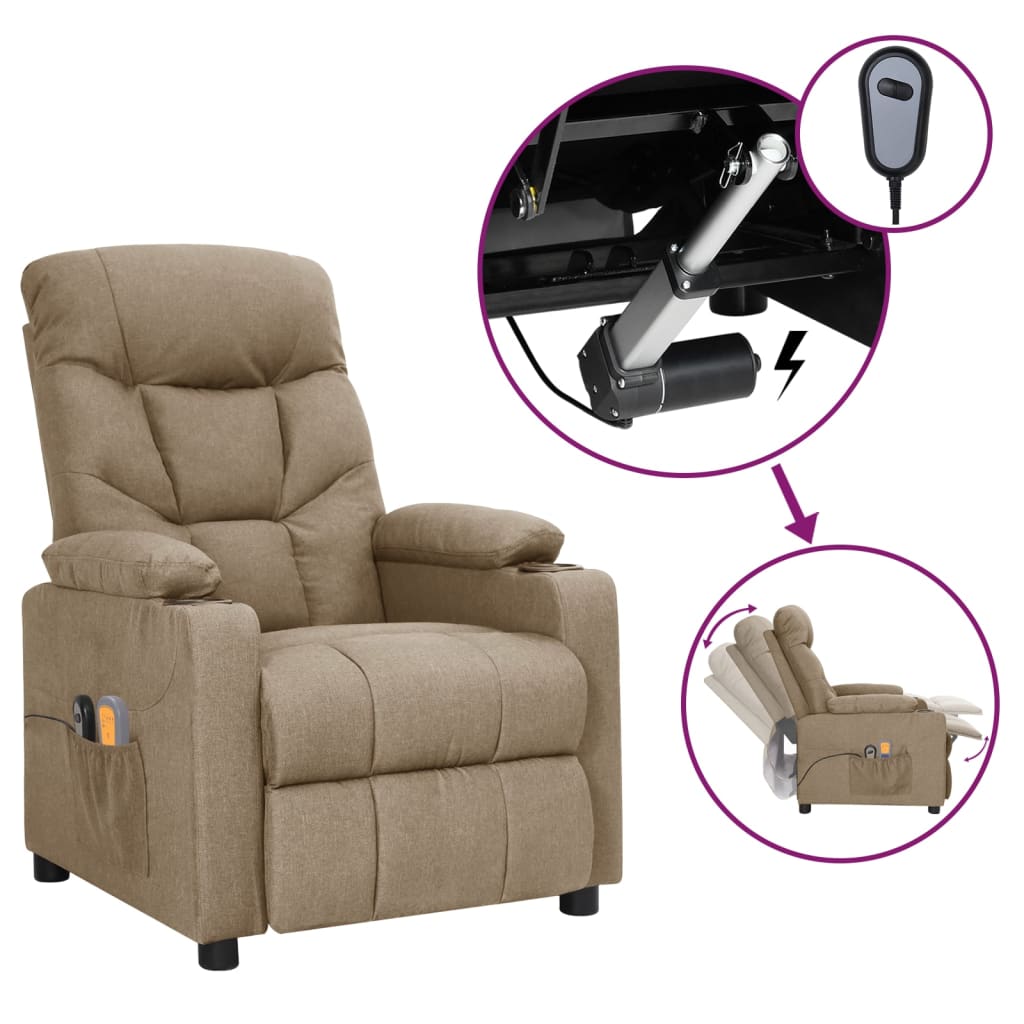 Massagestoel elektrisch stof taupe