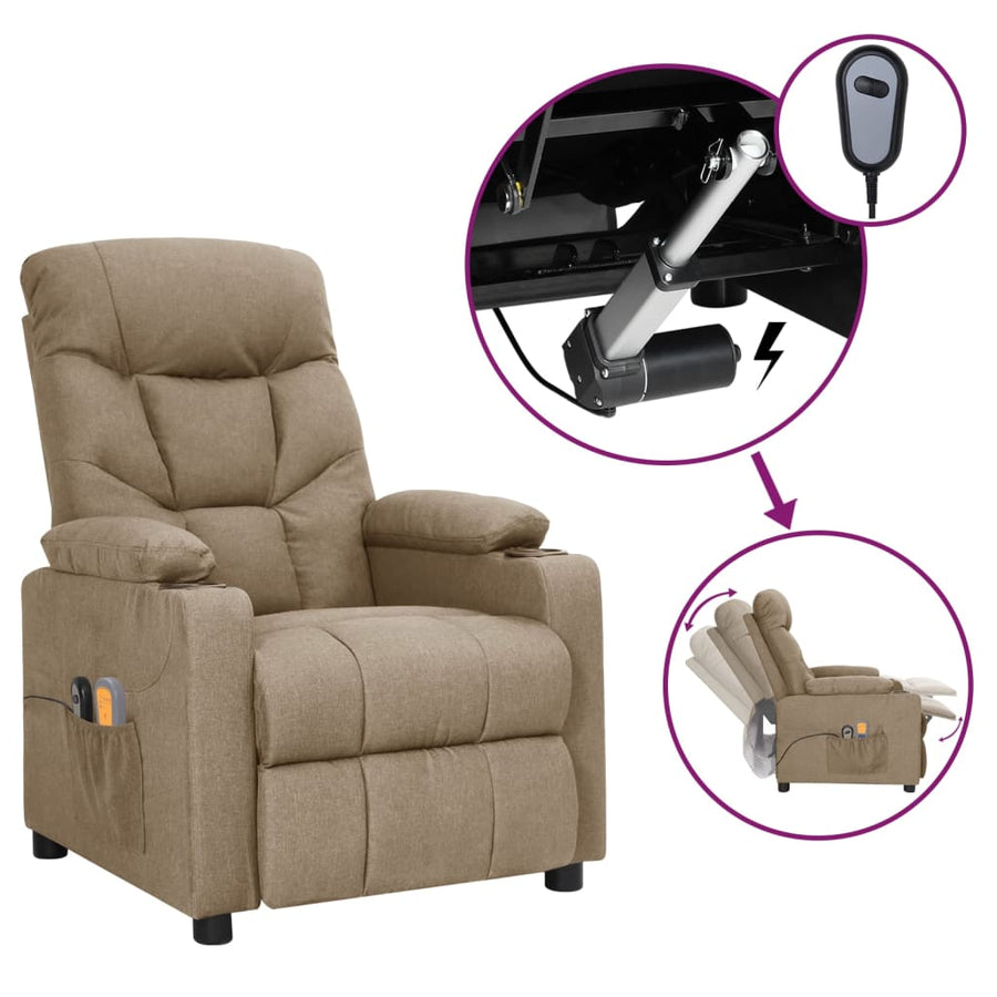 Massagestoel elektrisch stof taupe