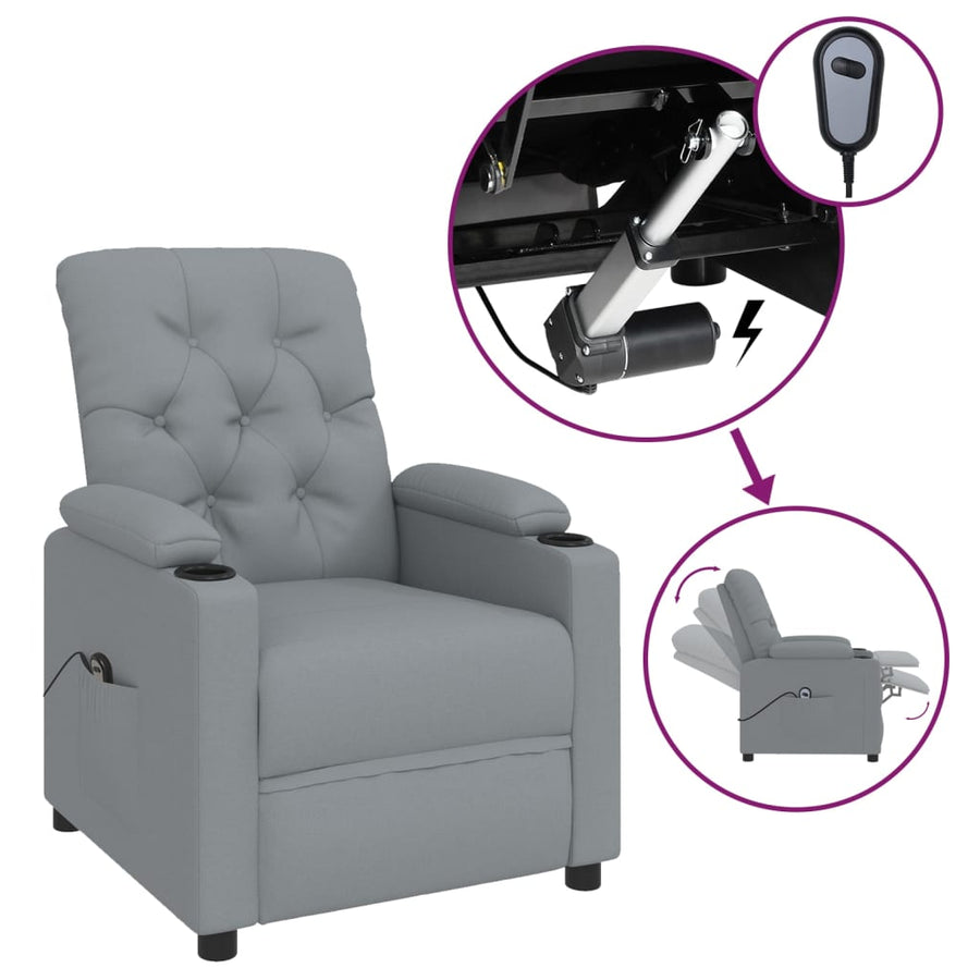 Fauteuil elektrisch verstelbaar stof lichtgrijs