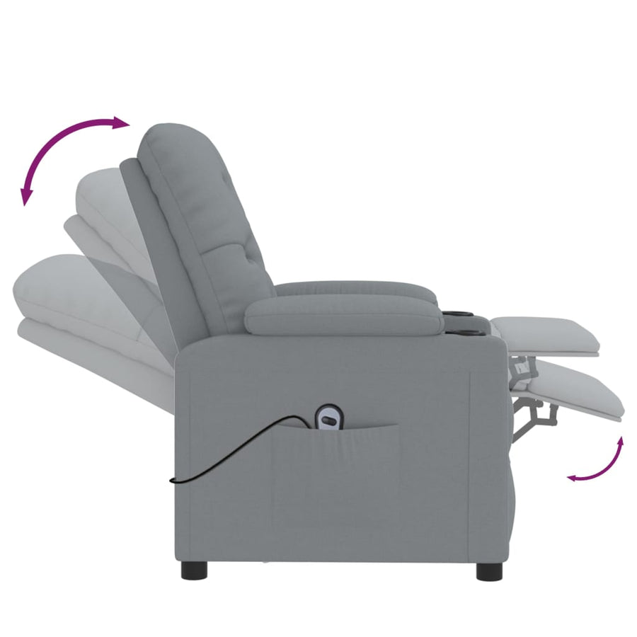 Fauteuil elektrisch verstelbaar stof lichtgrijs