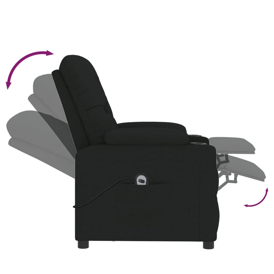 Fauteuil verstelbaar elektrisch stof zwart