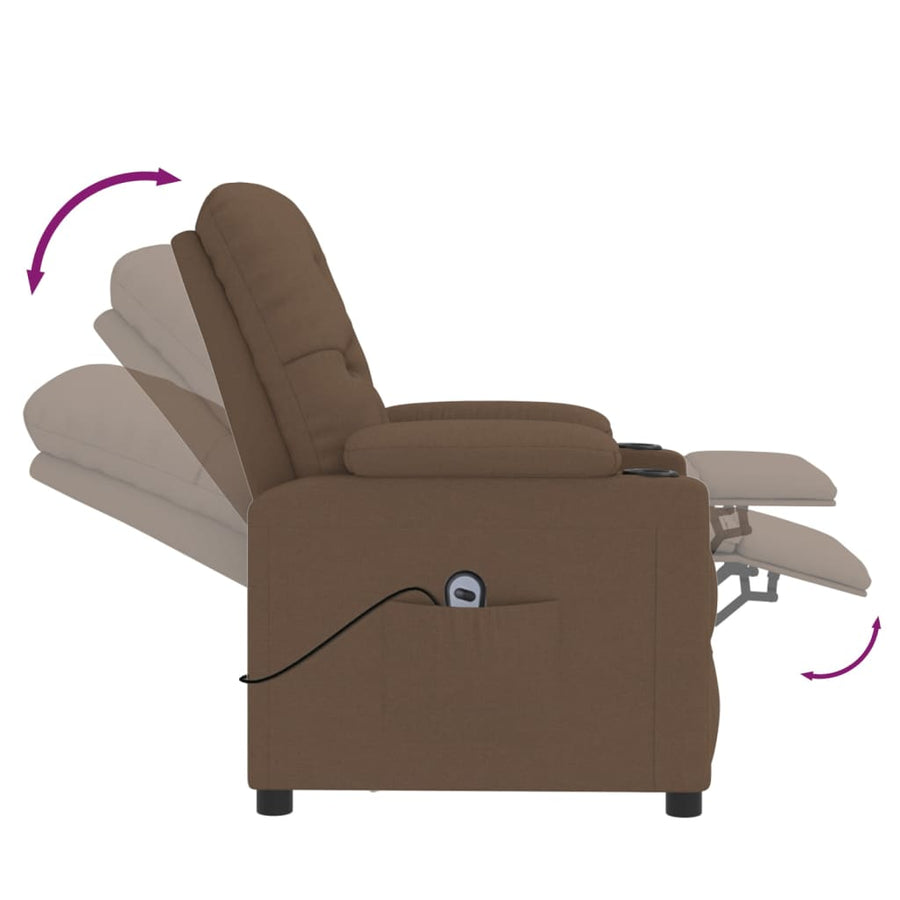 Fauteuil verstelbaar elektrisch stof bruin