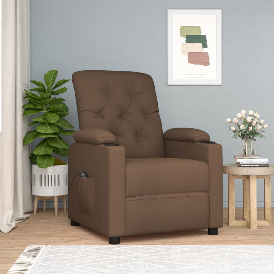 Fauteuil verstelbaar elektrisch stof bruin