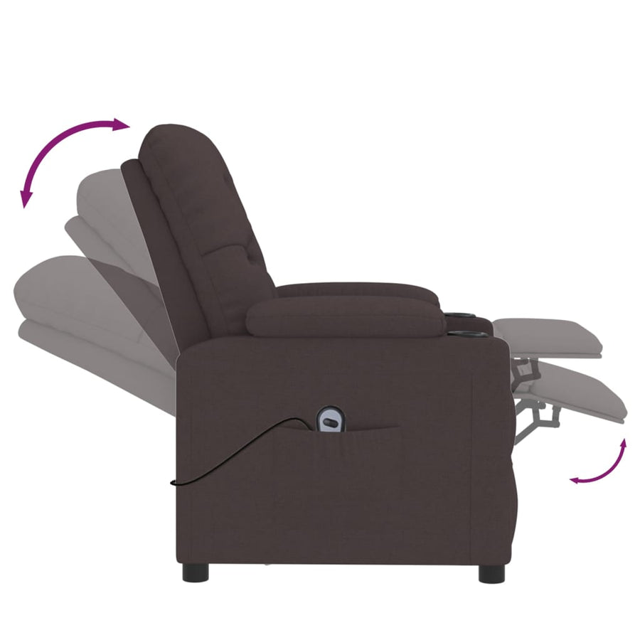 Fauteuil verstelbaar elektrisch stof donkerbruin