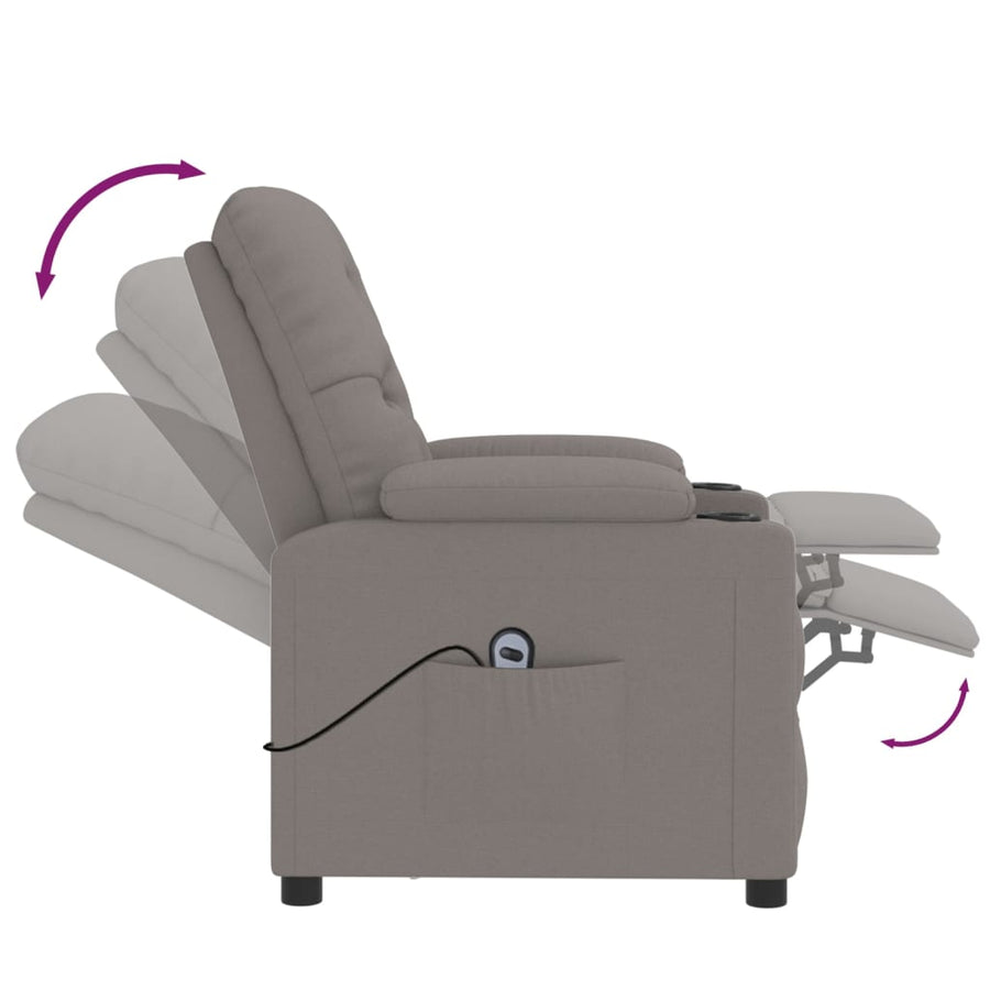 Fauteuil verstelbaar elektrisch stof taupe
