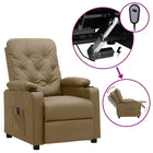 Electric adjustable armchair in cappuccino-colored faux leather