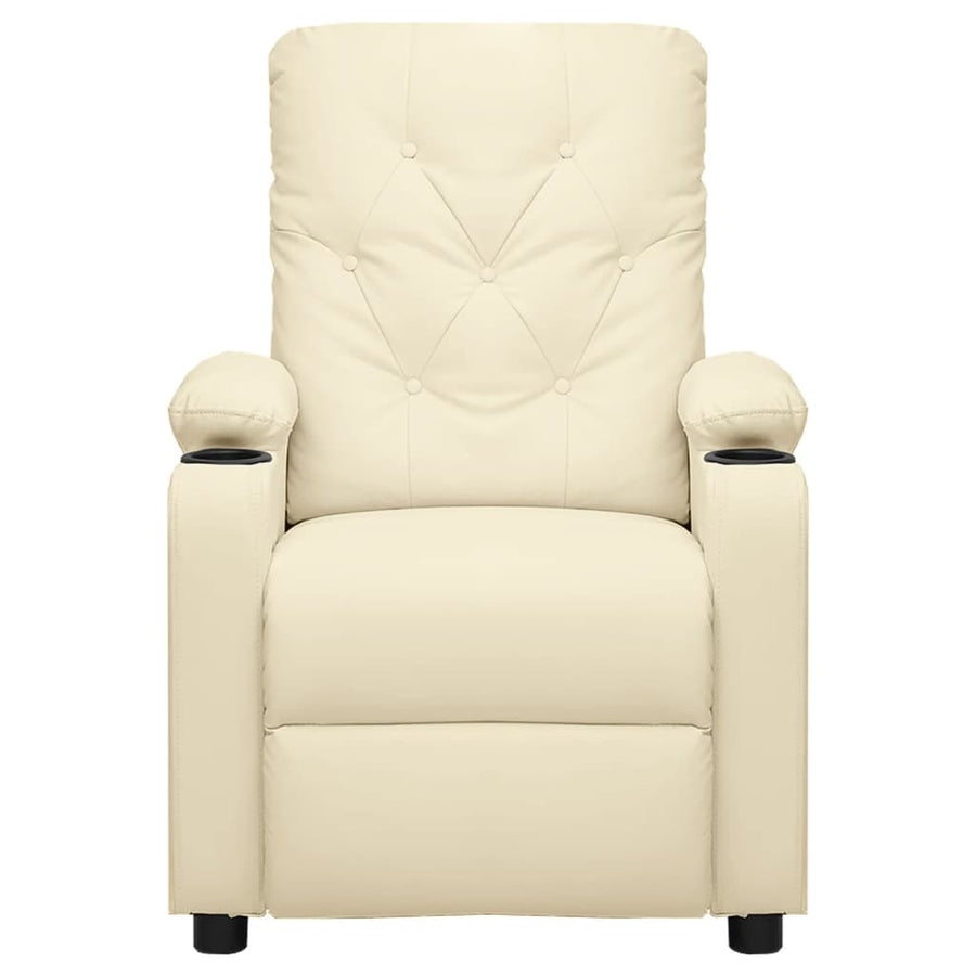 Fauteuil elektrisch verstelbaar kunstleer crèmekleurig