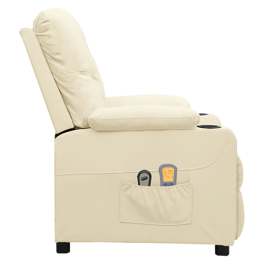 Massagestoel elektrisch kunstleer crèmekleurig