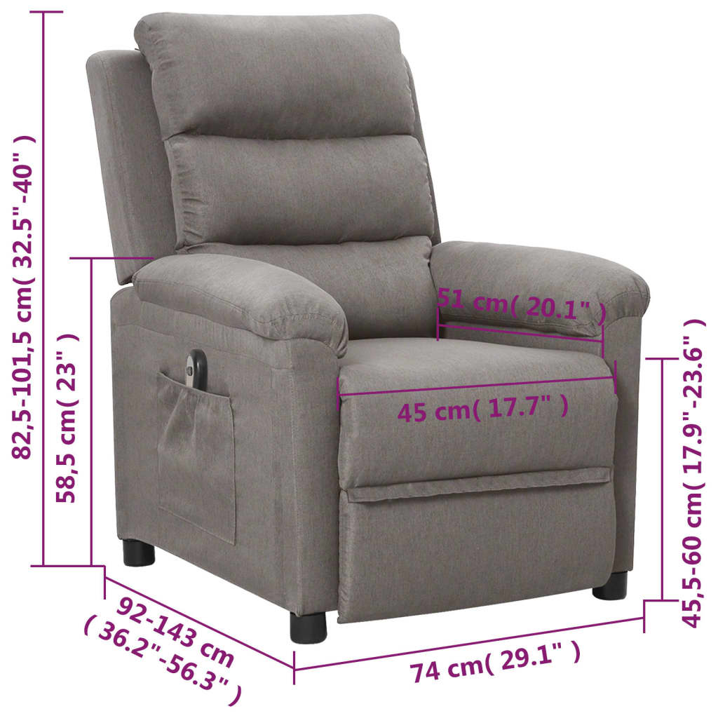 Fauteuil Elektrisch Verstelbaar Stof Lichtgrijs 1