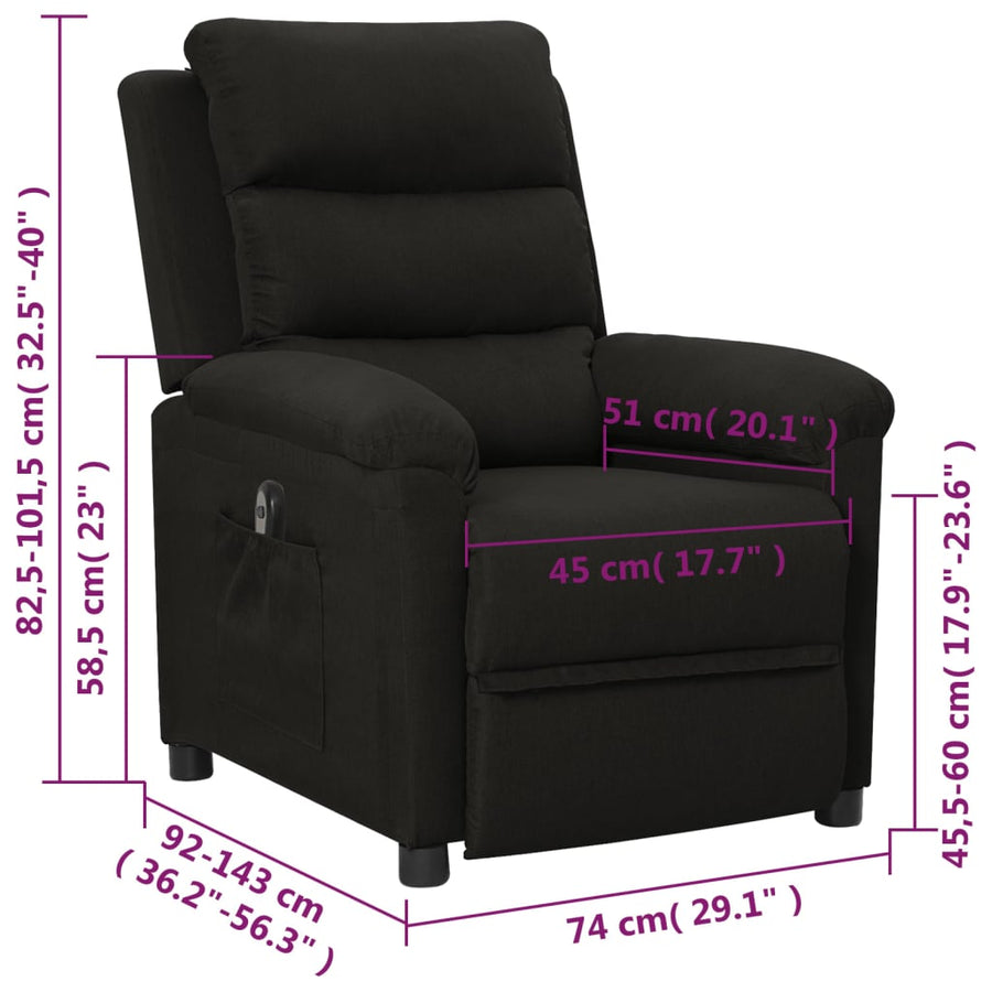 Fauteuil Verstelbaar Elektrisch Stof Zwart 1