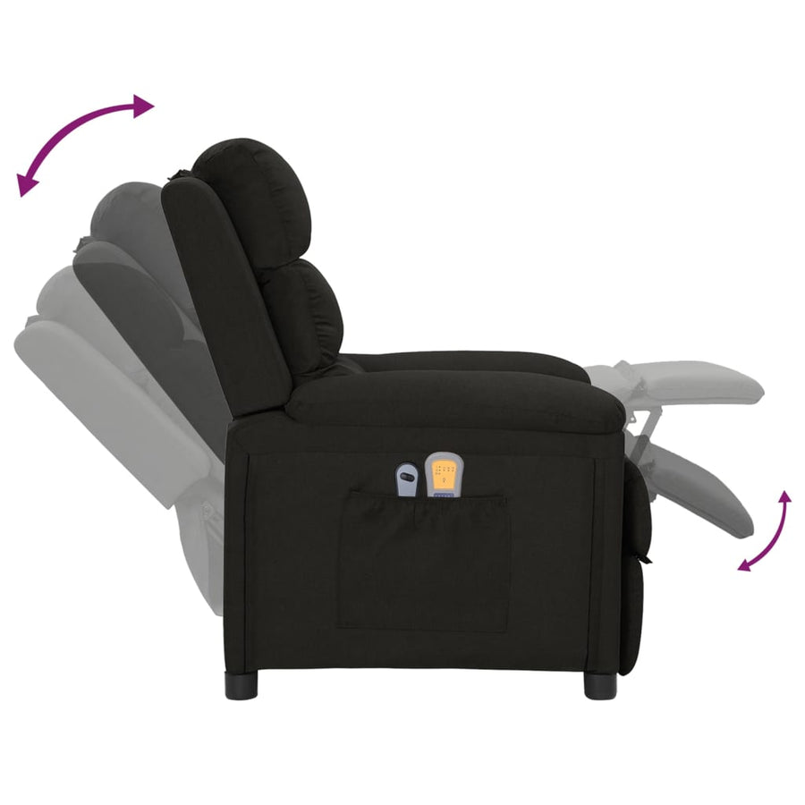 Massagestoel elektrisch stof zwart Zwart