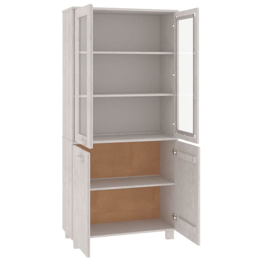 Hoge kast HAMAR massief grenenhout wit