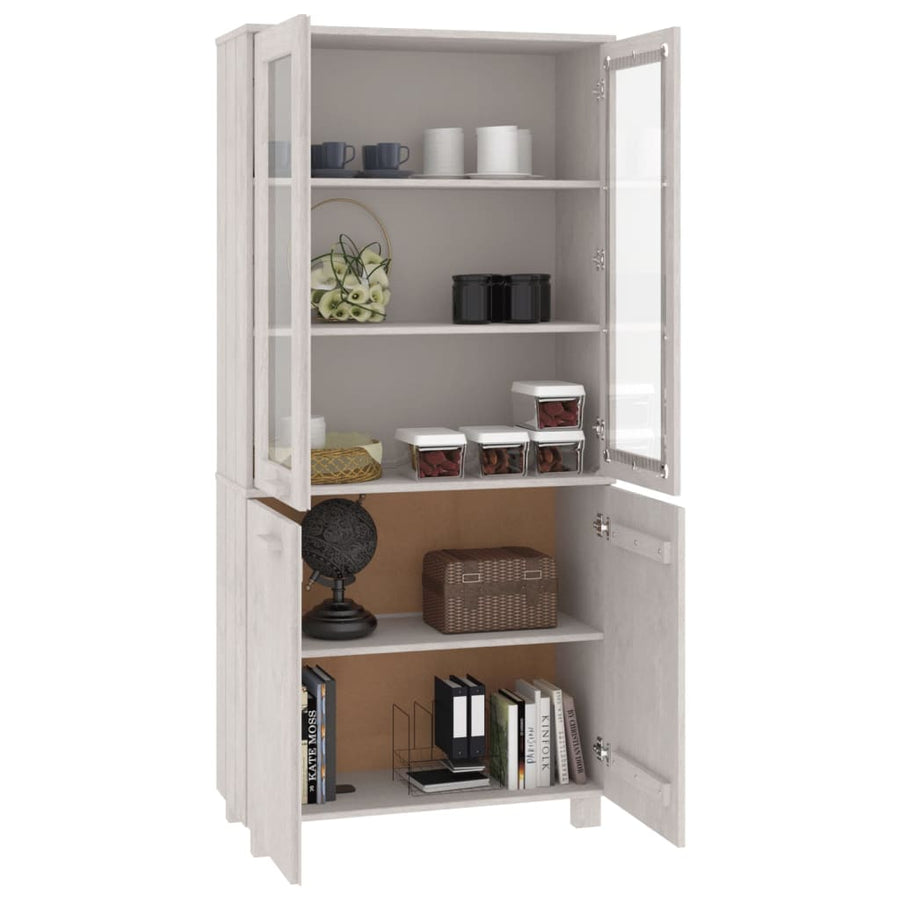 Hoge kast HAMAR massief grenenhout wit