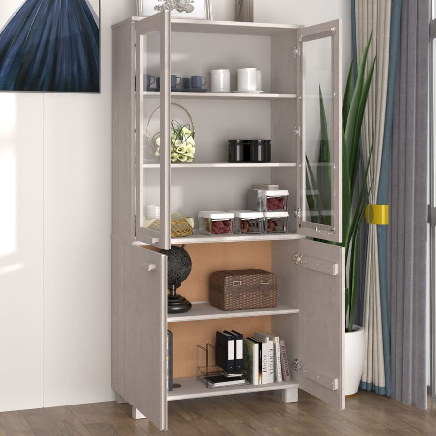 Hoge kast HAMAR massief grenenhout wit