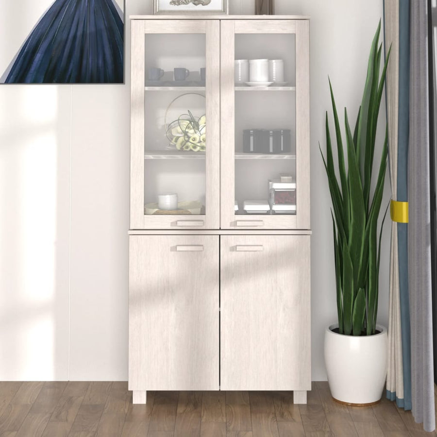 Hoge kast HAMAR massief grenenhout wit
