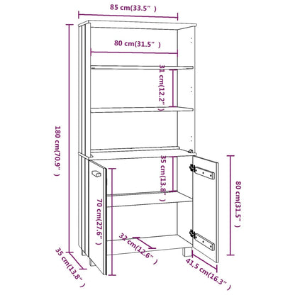 Hoge Kast Hamar Massief Grenenhout Wit