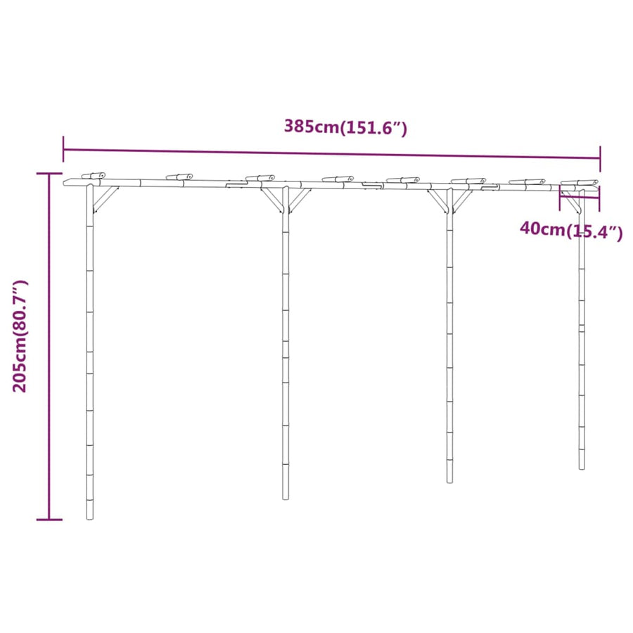Pergola 385X40X205 Cm Bamboe