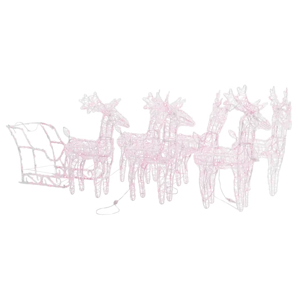 Kerstversiering Rendieren En Slee 320 Led's Acryl 43 x 11 x 55 cm (6 pcs) Warmwit