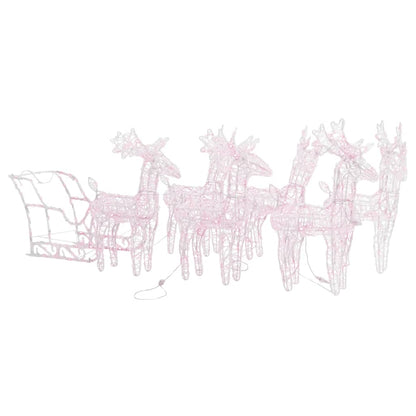 Kerstversiering Rendieren En Slee 320 Led's Acryl 43 x 11 x 55 cm (6 pcs) Warmwit