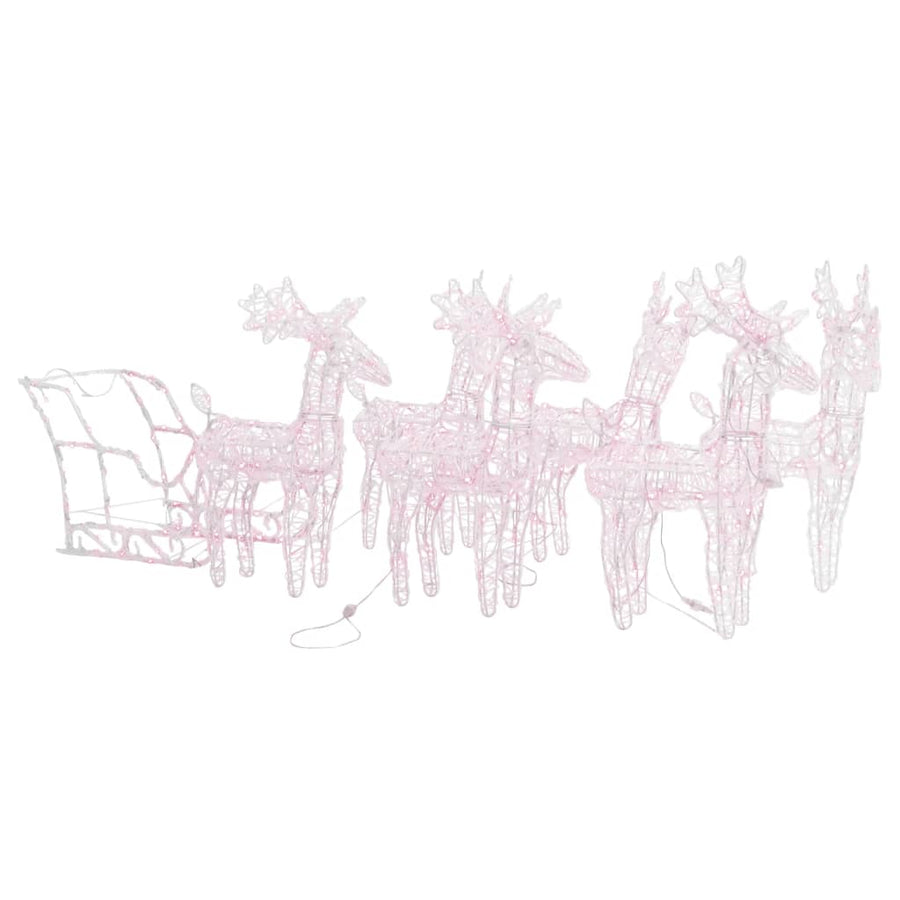 Kerstversiering Rendieren En Slee 320 Led's Acryl 43 x 11 x 55 cm (6 pcs) Warmwit
