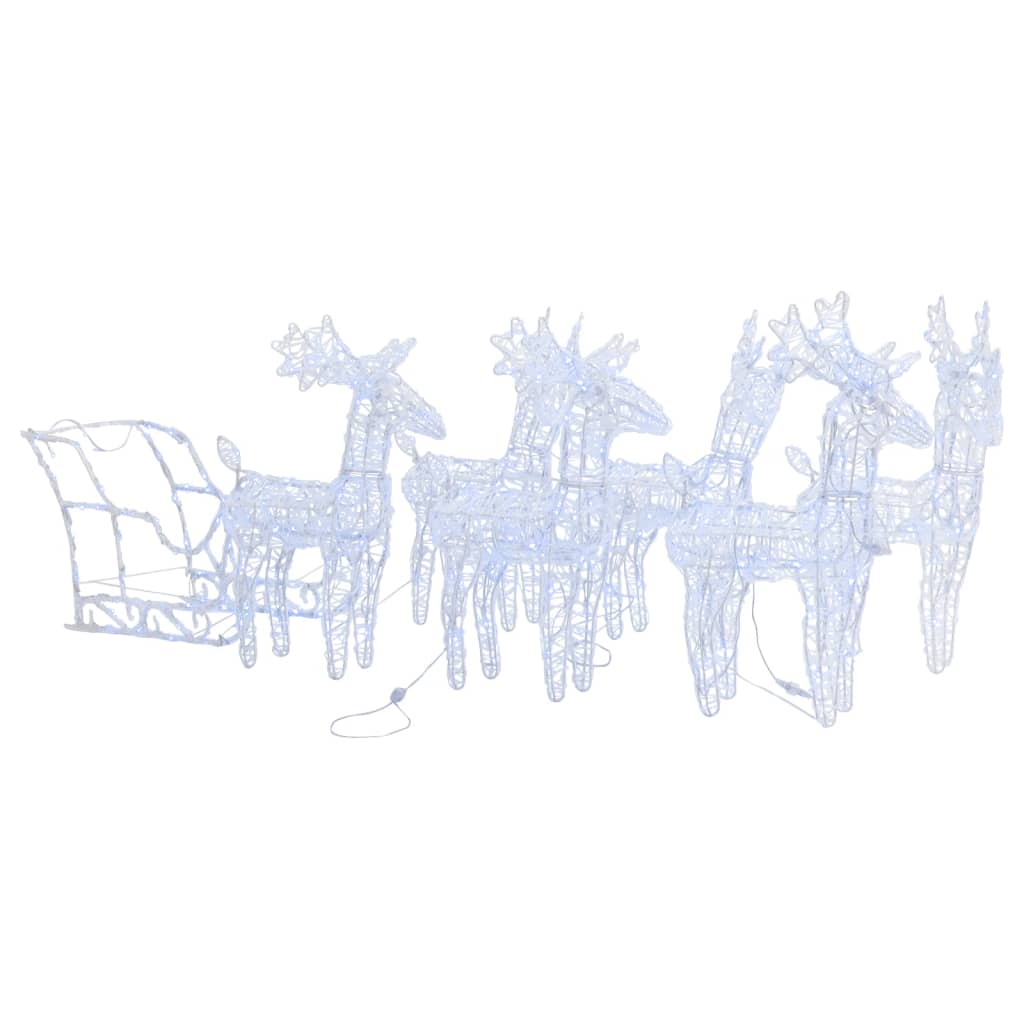 Kerstversiering Rendieren En Slee 320 Led's Acryl 43 x 11 x 55 cm (6 pcs) Koudwit