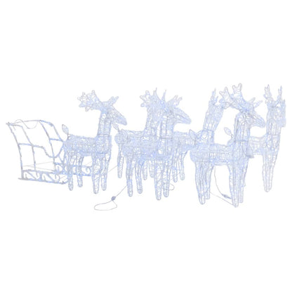 Kerstversiering Rendieren En Slee 320 Led's Acryl 43 x 11 x 55 cm (6 pcs) Koudwit