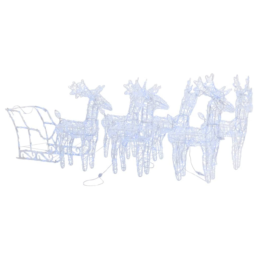 Kerstversiering Rendieren En Slee 320 Led's Acryl 43 x 11 x 55 cm (6 pcs) Koudwit