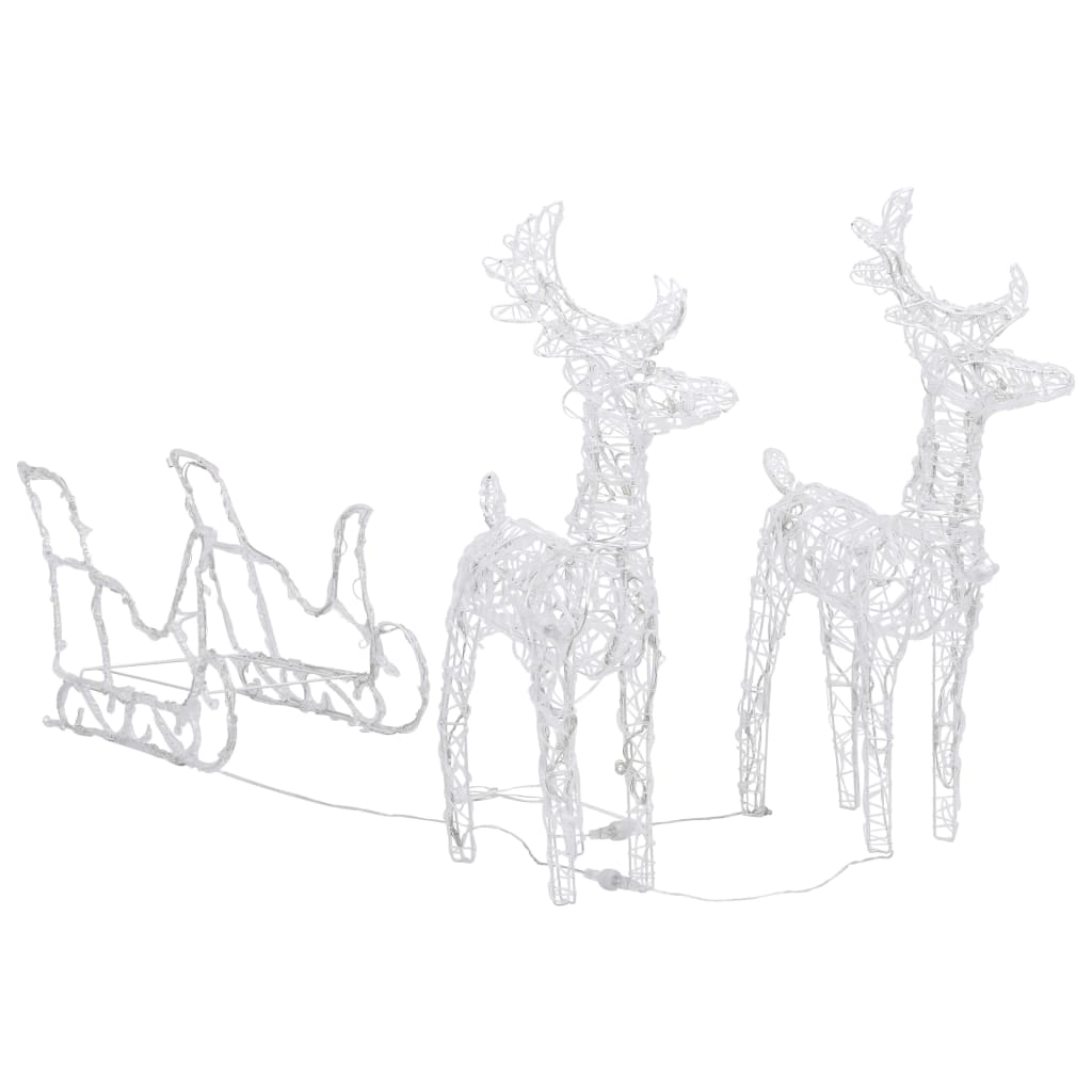 Kerstversiering Rendieren En Slee 320 Led's Acryl 43 x 11 x 55 cm (6 pcs) Koudwit