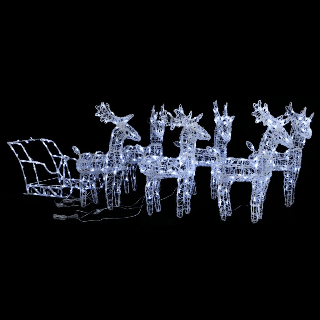 Kerstversiering Rendieren En Slee 320 Led's Acryl 43 x 11 x 55 cm (6 pcs) Koudwit