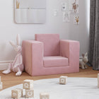 Kinderslaapbank Zacht Pluche Roze Fauteuil