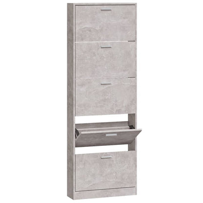 Schoenenkast 59x17x169 cm bewerkt hout betongrijs 59 x 17 x 169 cm Betongrijs