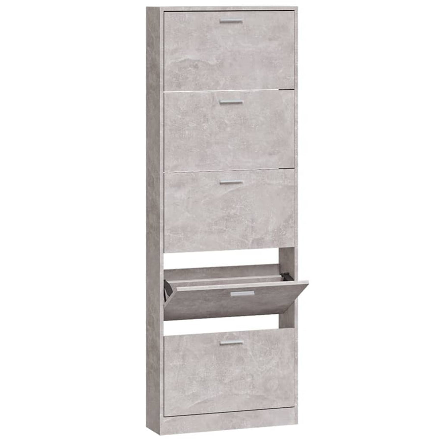 Schoenenkast 59x17x169 cm bewerkt hout betongrijs 59 x 17 x 169 cm Betongrijs