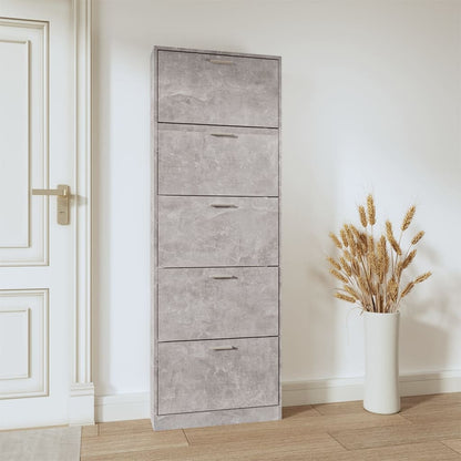 Schoenenkast 59x17x169 cm bewerkt hout betongrijs 59 x 17 x 169 cm Betongrijs
